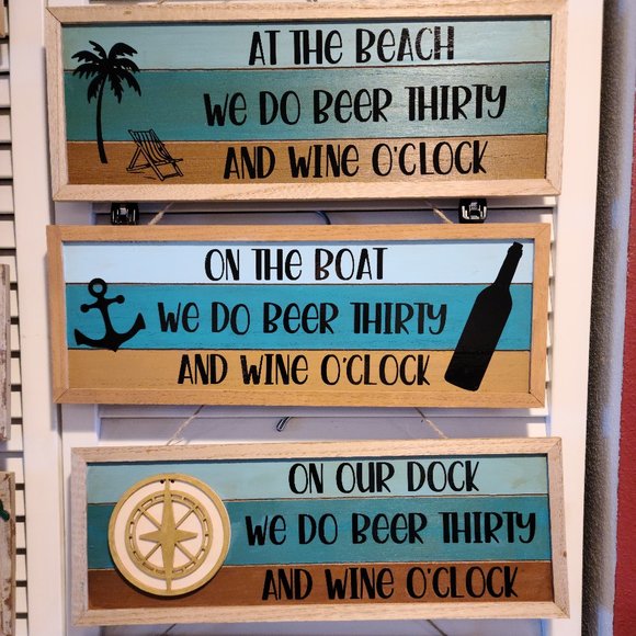 We Do Beer 30 & Wine O'clock - Funny Wood Sign in Several Themes- Choose theme - Picture 1 of 3